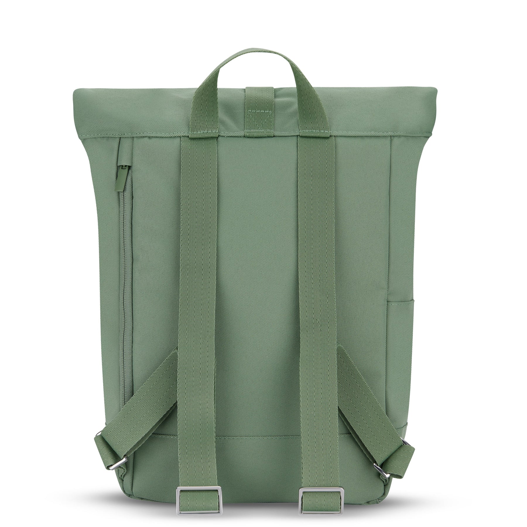 Grüner Rolltop Rucksack 'Robin Small' von Johnny Urban mit gepolsterten Schultergurten und seitlicher Reißverschlusstasche