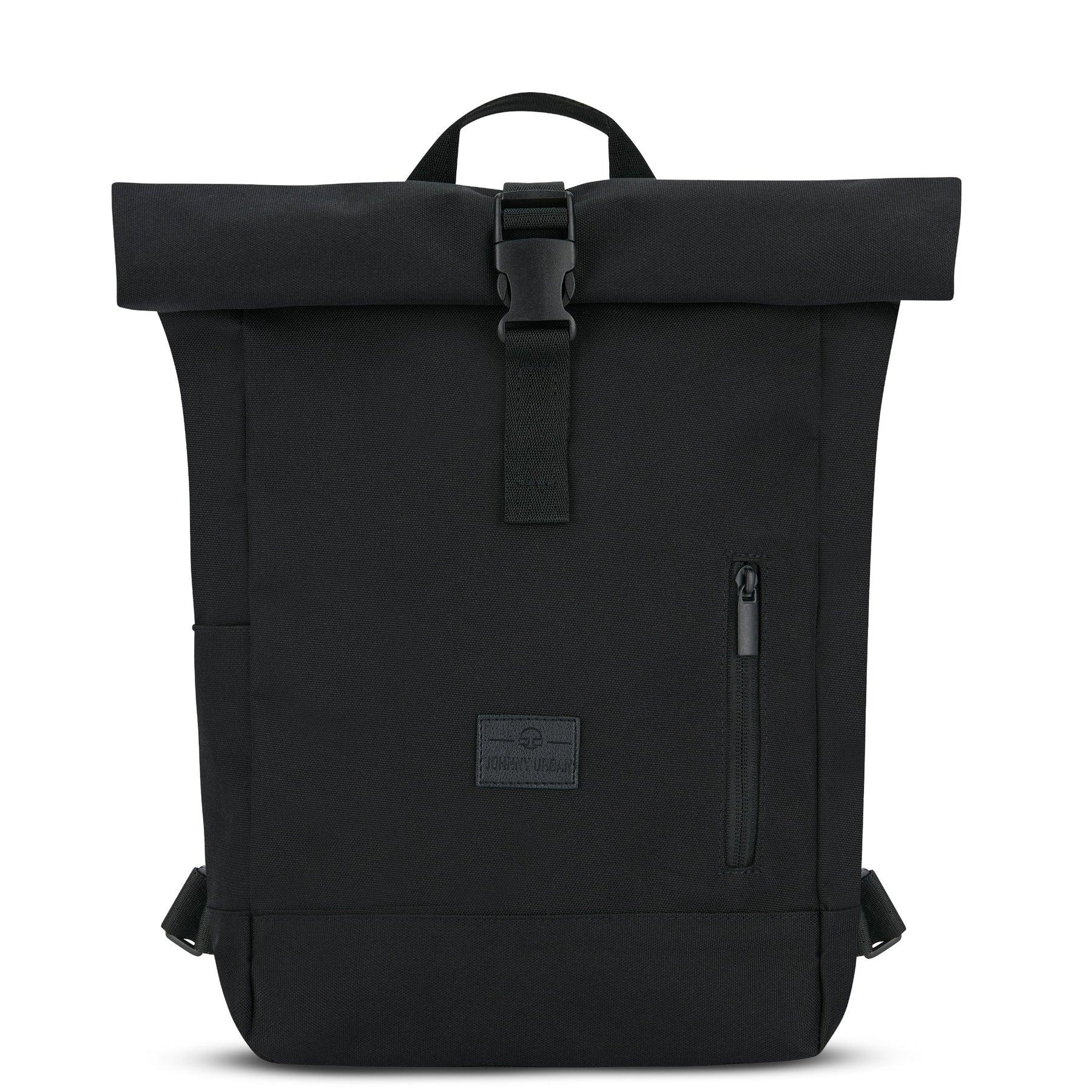 Schwarzer Rolltop Rucksack 'Robin Small' von Johnny Urban mit Frontreißverschluss und Verschlussriemen