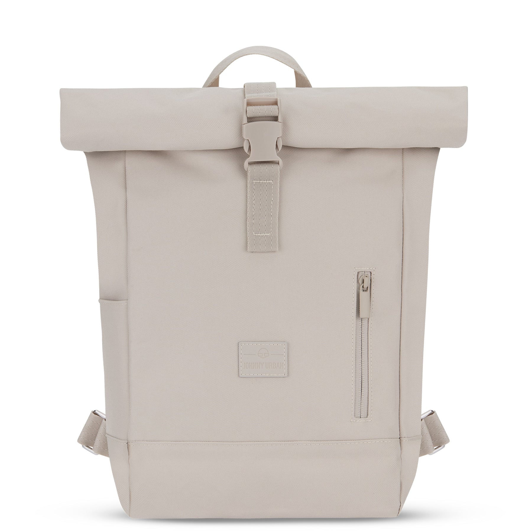 Beiger Rolltop-Rucksack 'Robin Small' von Johnny Urban mit Frontreißverschluss und Klickverschluss