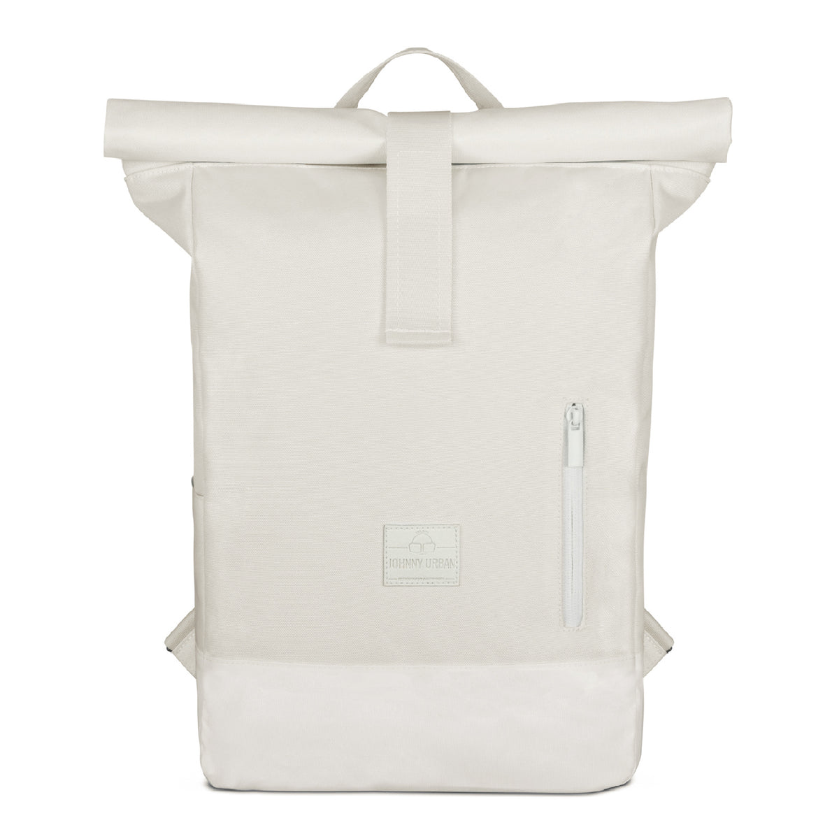 Weißer Rolltop-Rucksack 'Robin Medium' von Johnny Urban mit Frontreißverschlusstasche
