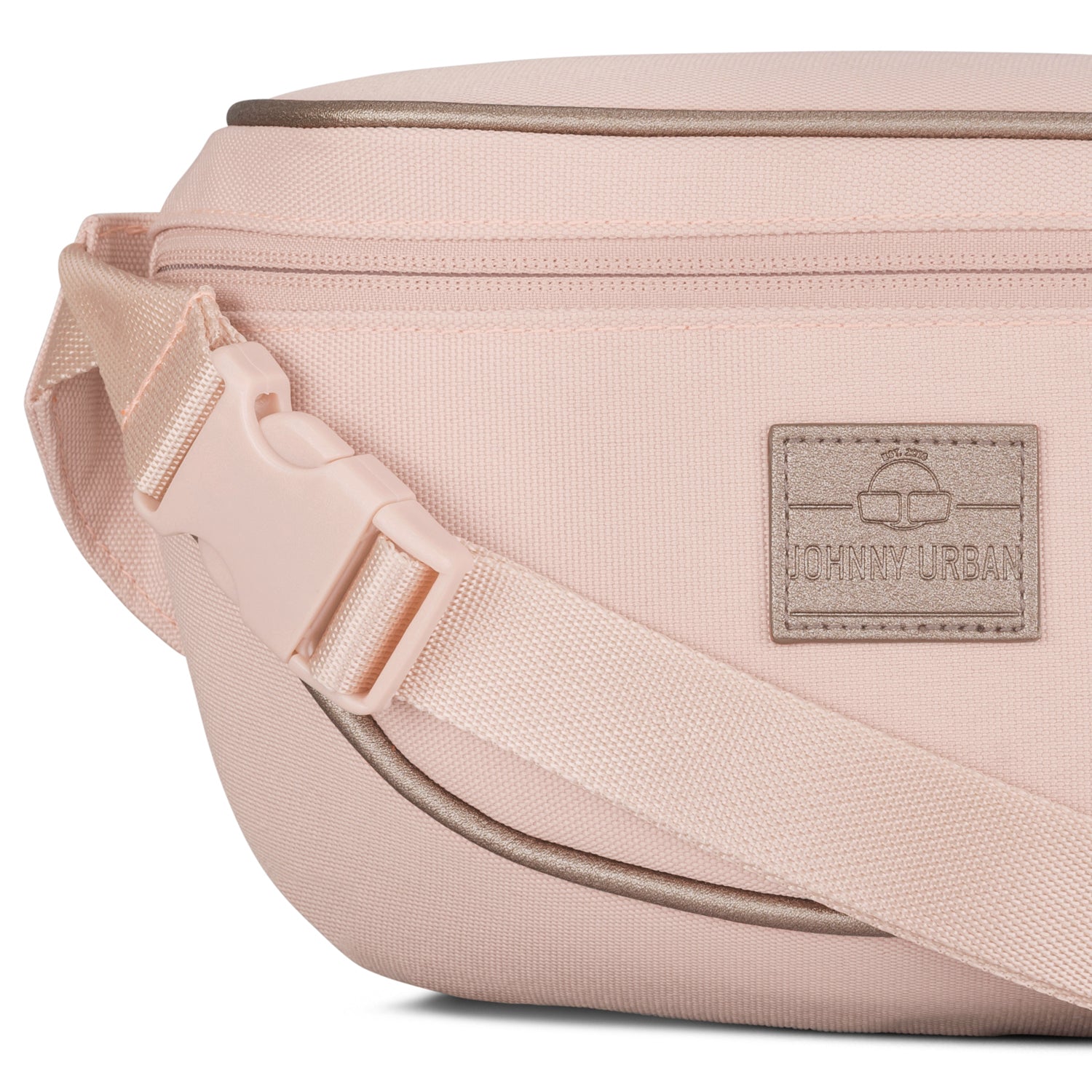 Rosa Bauchtasche 'Ben' mit verstellbarem Gurt und Lederpatch mit Johnny Urban Logo