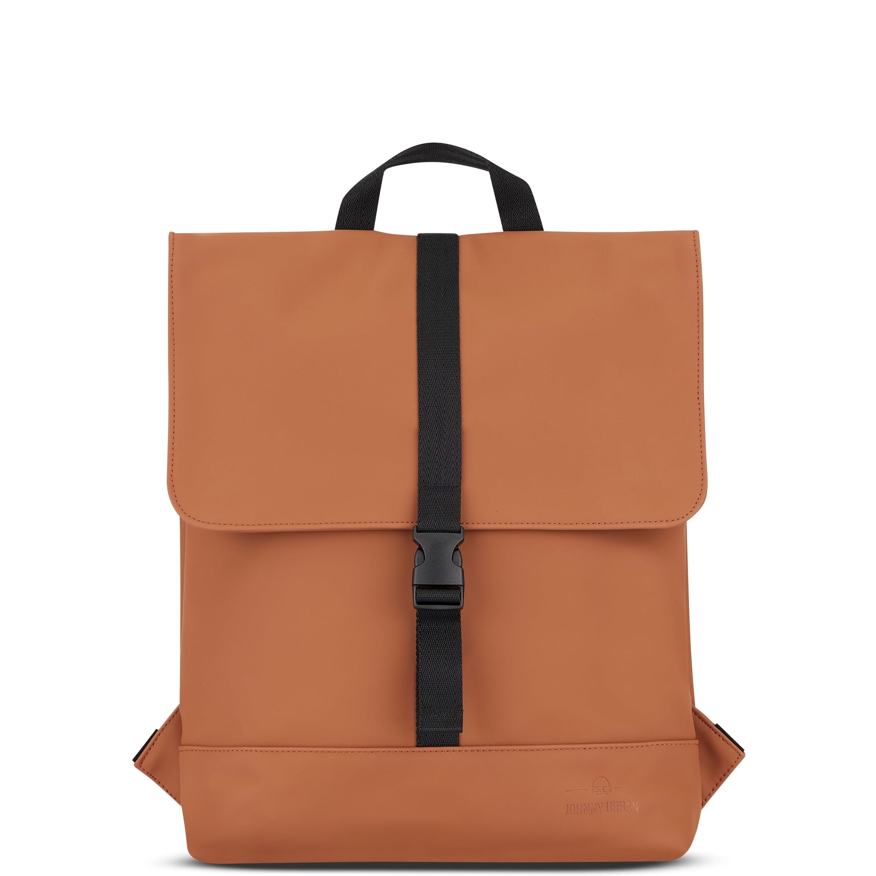 Damenrucksack 'Ruby' von Johnny Urban in modernem Caramel Braun mit schwarzem Verschlussriemen