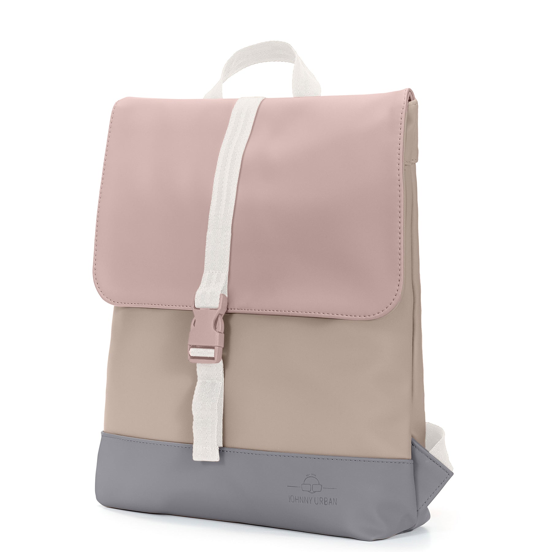 Damenrucksack 'Ruby' von Johnny Urban in Rosa, Beige und Grau mit weißem Verschlussriemen