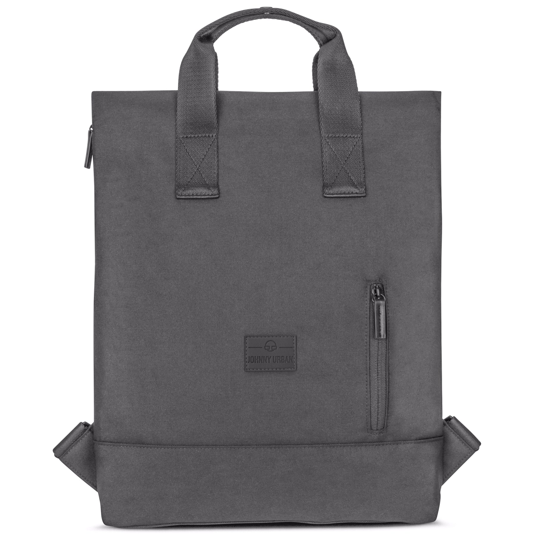 Dunkelgrauer Rucksack 'Ivy' von Johnny Urban mit kurzem Griff und seitlicher Reißverschlusstasche