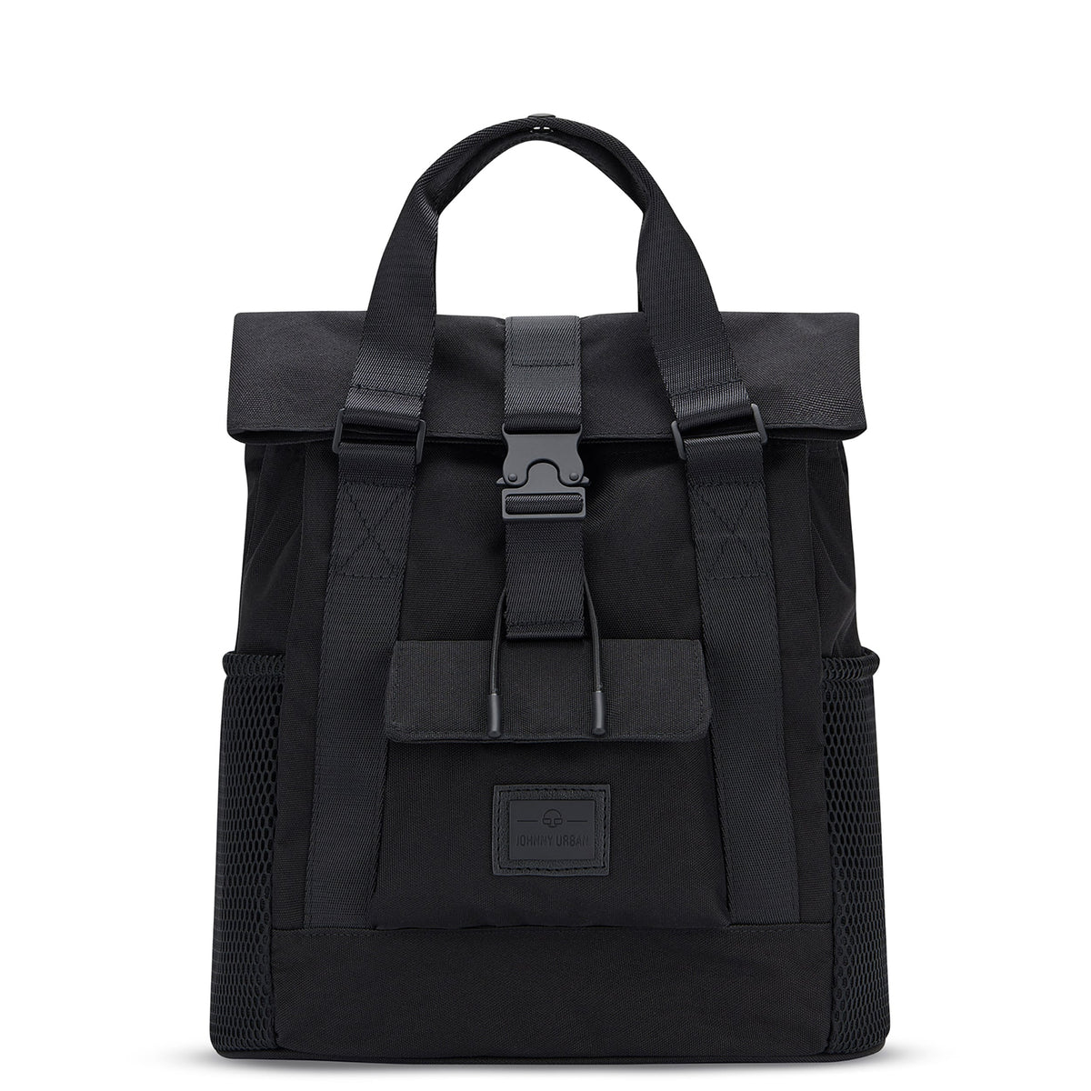 Schwarzer Johnny Urban Rucksack 'Jules' mit Kordelzug und Schnallenverschluss