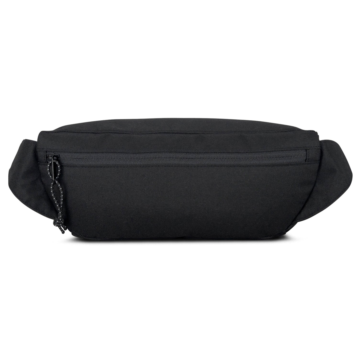 Schwarze Bauchtasche 'Tom' aus robustem Material mit sichtbarem Reißverschluss vorne