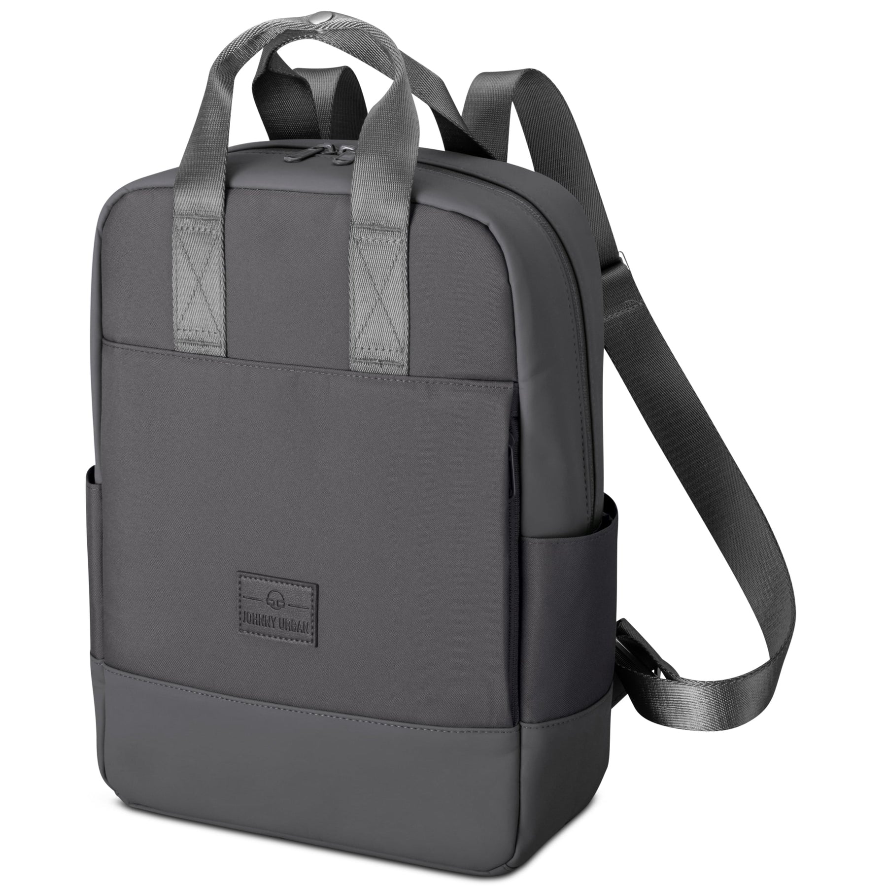 Grauer Tagesrucksack 'Jona Medium' von Johnny Urban mit zwei Henkelgriffen und verstellbaren Schulterriemen