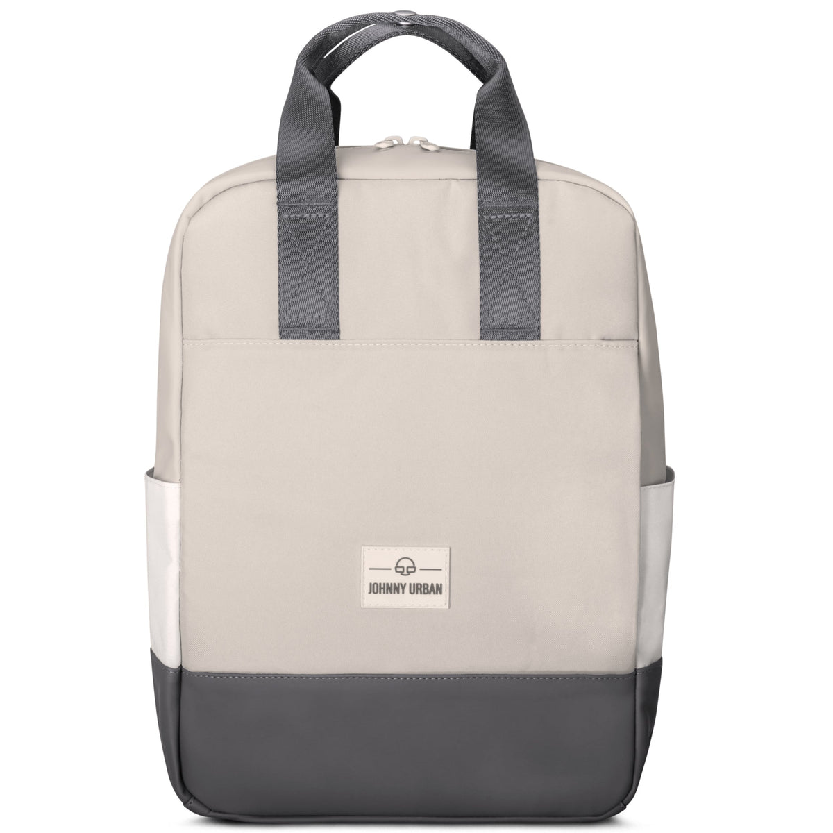 Rucksack 'Jona Medium' von Johnny Urban in beige und grau mit zwei kurzen Tragegriffen und Fronttasche