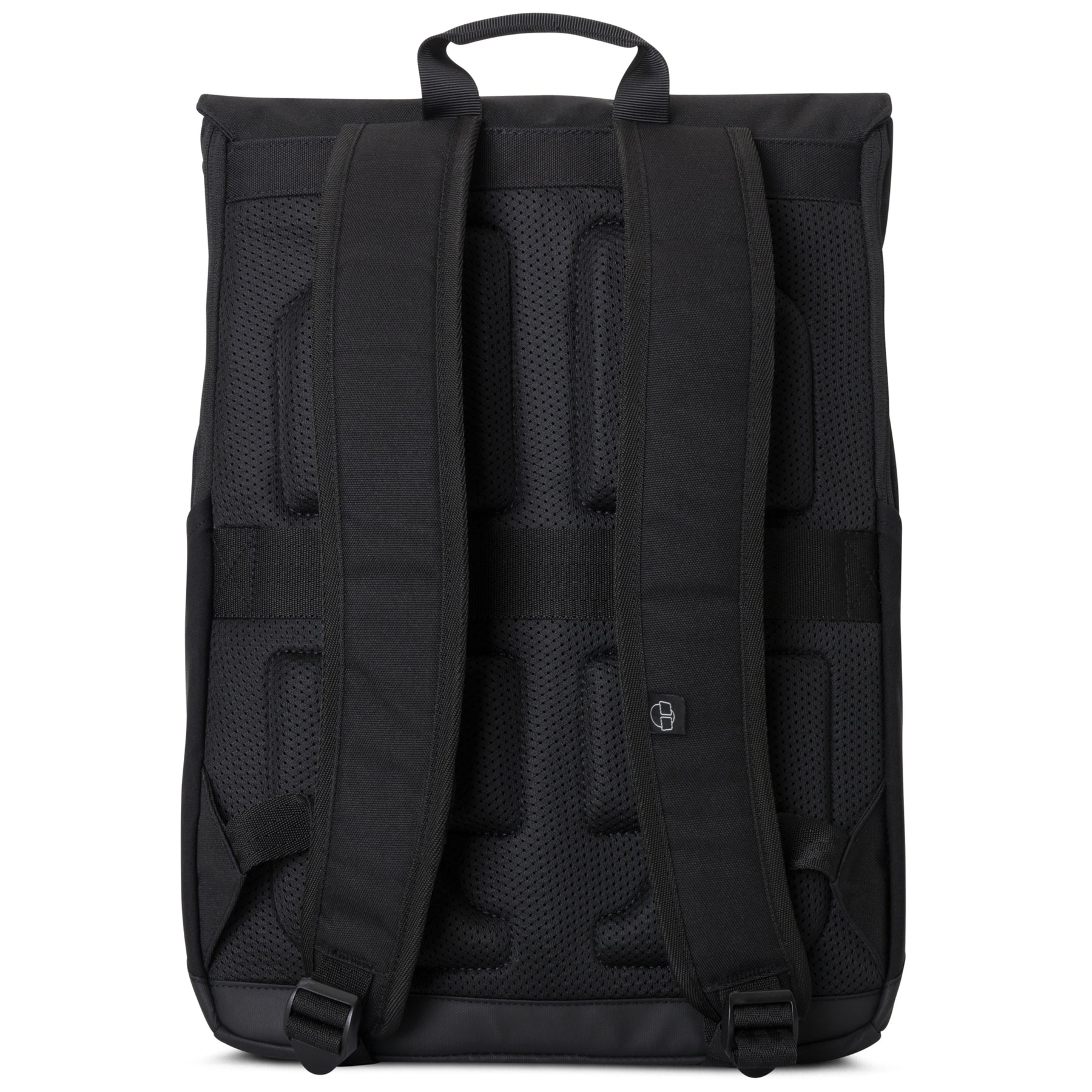 Schwarzer nachhaltiger Rucksack 'Mika' mit gepolsterten Schulterriemen und Rückenpanel