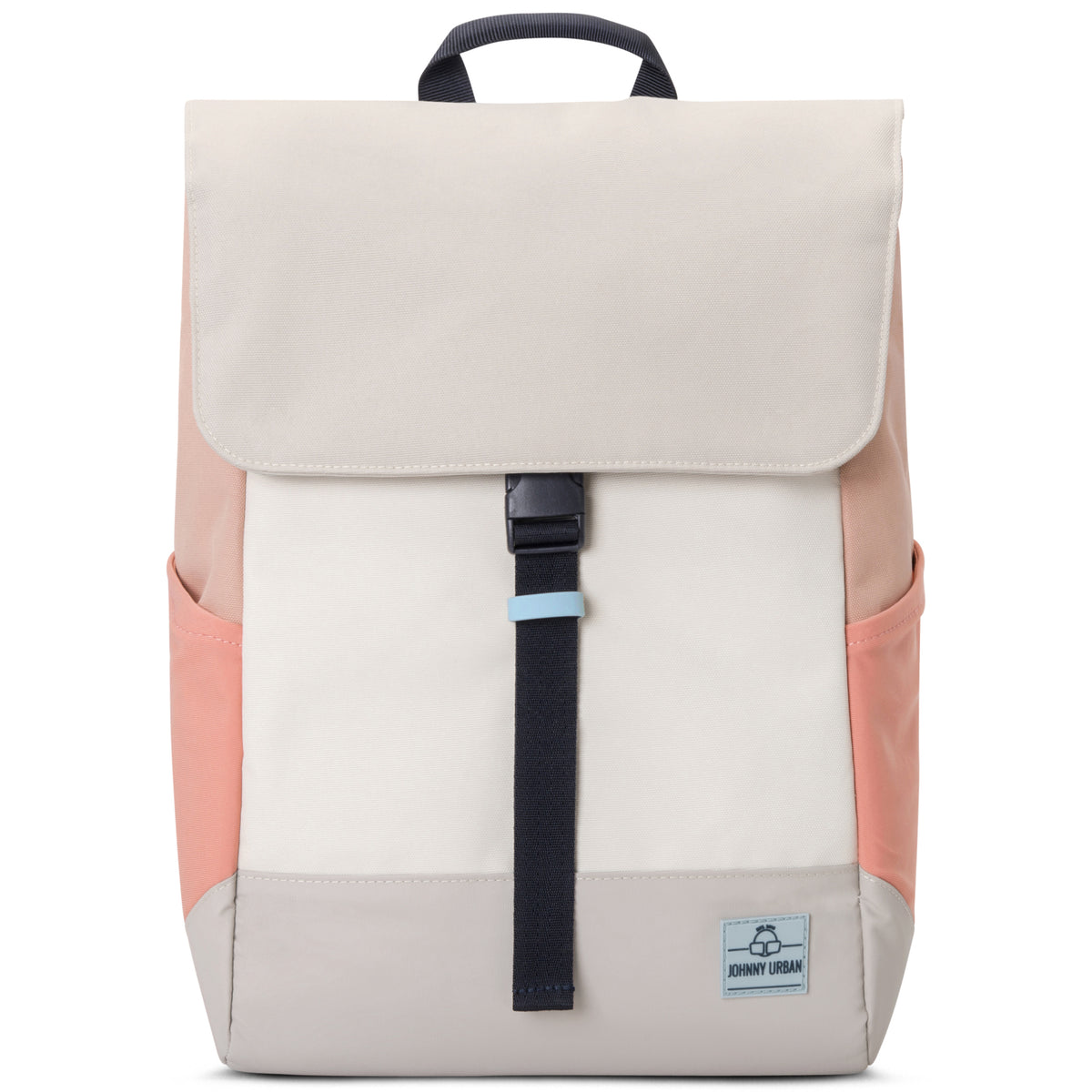 Rucksack 'Mika' von Johnny Urban in Beige mit rosafarbenen Seiten und schwarzem Verschlussriemen