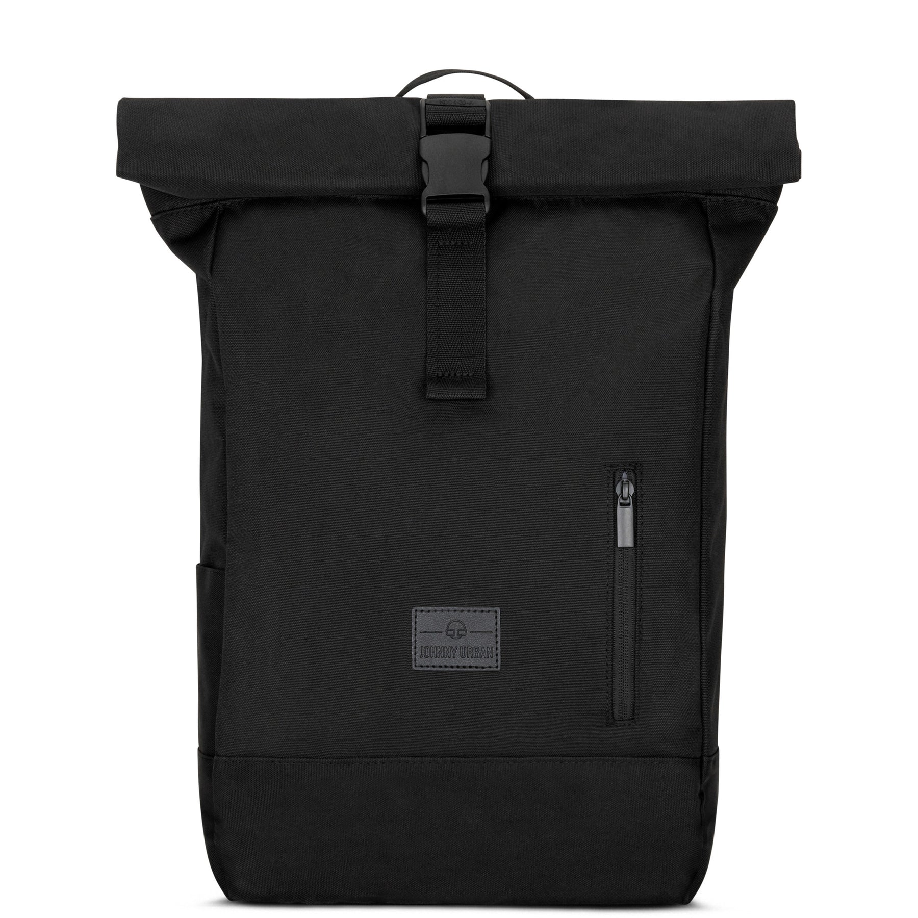 Schwarzer Rolltop Rucksack 'Robin Medium' von Johnny Urban mit Frontreißverschluss und Logo-Patch