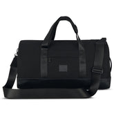 Schwarze Weekender-Tasche 'Paul' von Johnny Urban aus Canvas mit Lederboden und verstellbarem Schultergurt