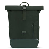 Schwarzer Rolltop Rucksack 'Robin Medium' von Johnny Urban mit seitlicher Reißverschlusstasche und grauem Boden