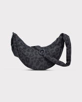 "Lou Medium" Half Moon Bag, grey leopard print