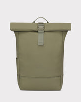 Rolltop Rucksack Harvey Medium in mattem Olivgrün aus PU mit Schnallenverschluss