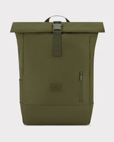 Olivgrüner Rolltop Rucksack 'Robin Large' von Johnny Urban mit Frontreißverschluss und Verschlussclip