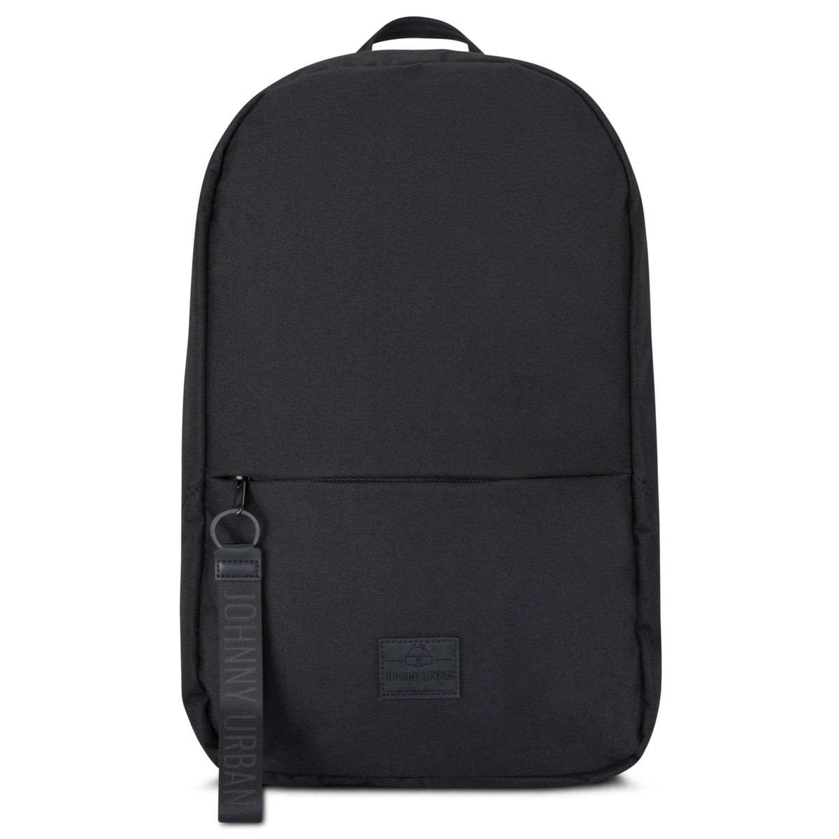 Schwarzer Rucksack 'Milo' von Johnny Urban mit rechteckiger Form und Fronttasche mit Reißverschluss