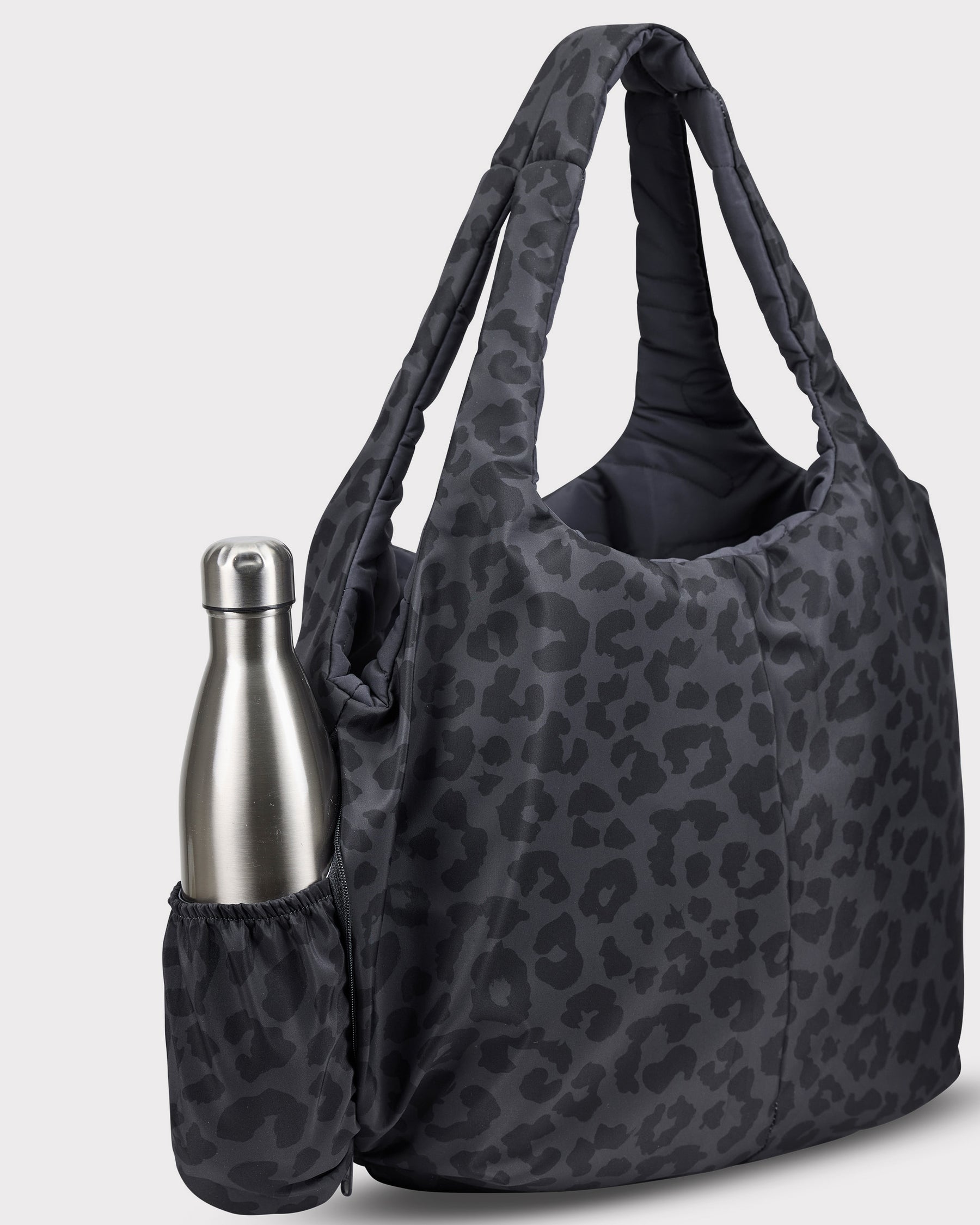 "Cleo" shopper bag, grey leopard print