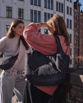"Cleo" shopper bag, grey leopard print