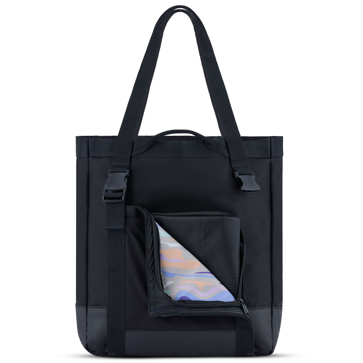 Johnny Urban Tote Bag ‚Jessy‘ in Schwarz mit integriertem Reißverschlussfach und faltbarer Picknickdecke