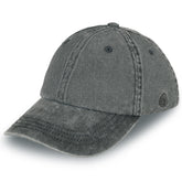 Graue Canvas-Cap 'Dave' mit gebogenem Schirm und gesticktem Logo an der Seite