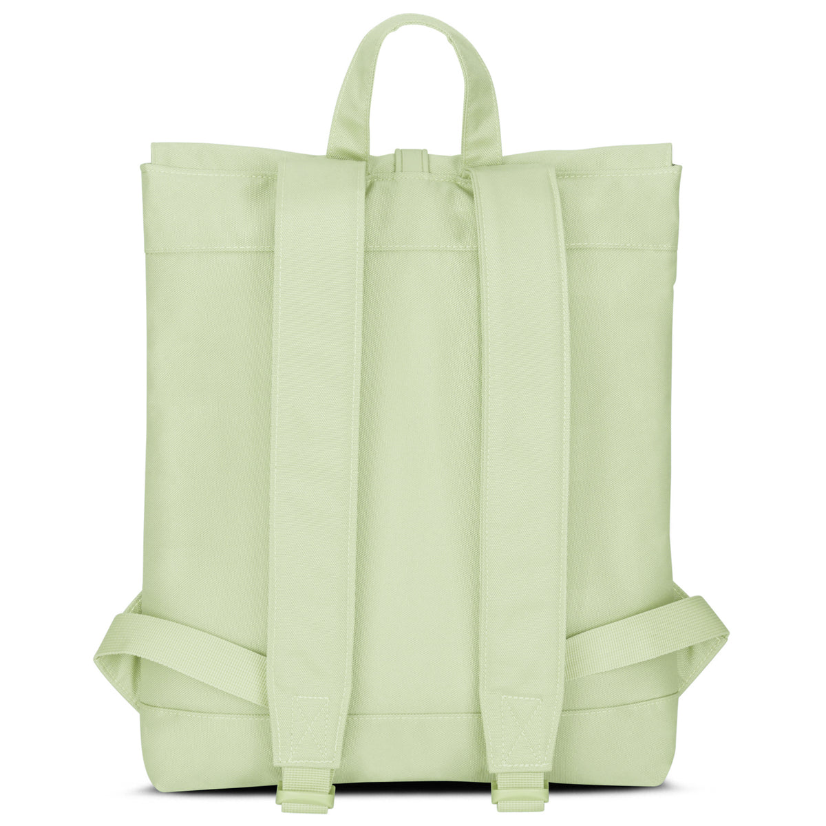 Rucksack Damen 'Mia' in hellem Lime, rechteckig, gepolsterte Schultergurte, Rückseite sichtbar